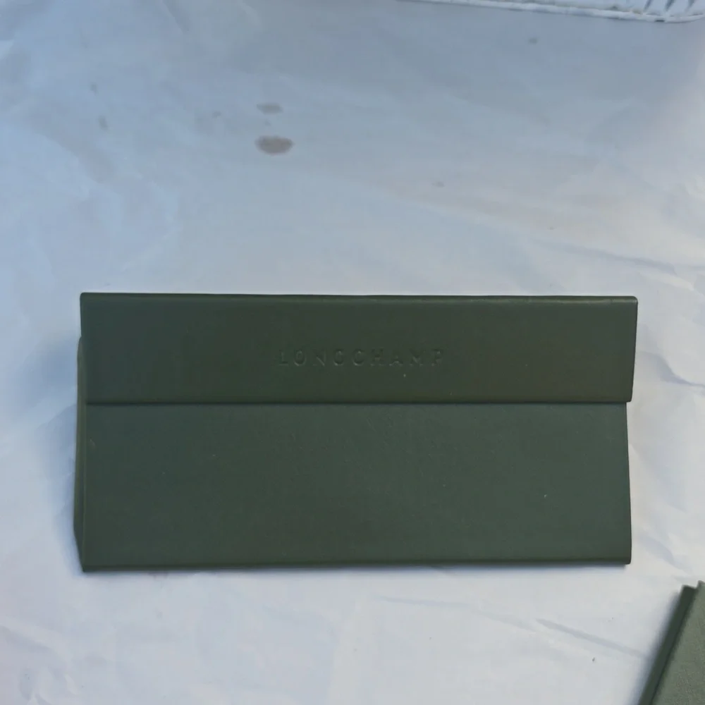 Longchamp Green Leather Sunglasses Case